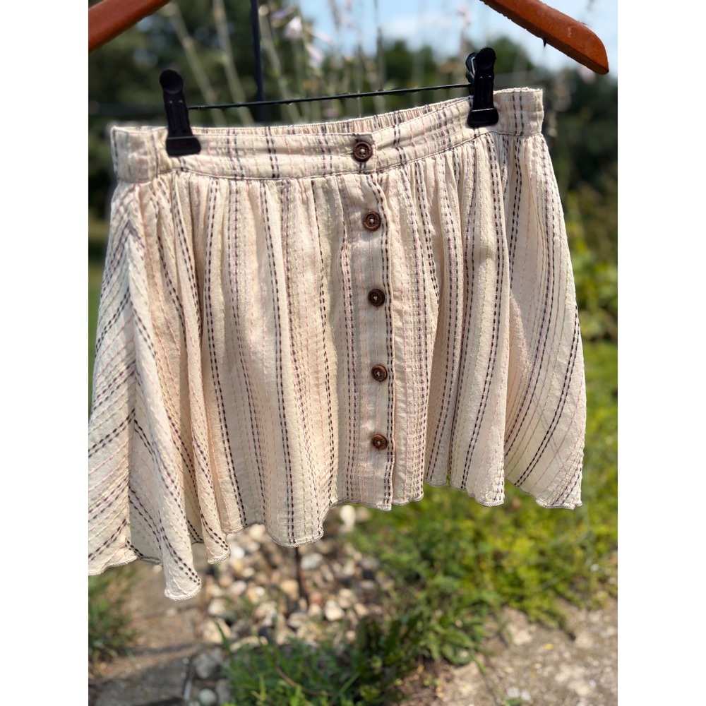 Kimchi Blue Cream Striped Button-Front Mini Skirt